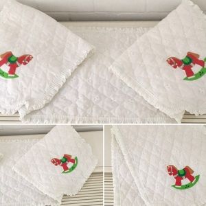 Vintage Diamond Stitch Eyelet Rocking Horse Christmas Table Runner